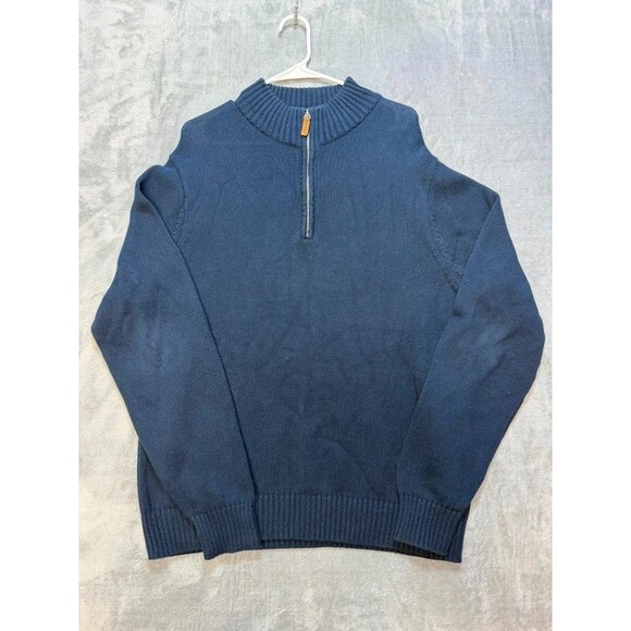 St. John's Bay Other - St Johns Bay Mens Navy Blue 1/4 Zip Quarter Zip Cotton Sweater Size L Large